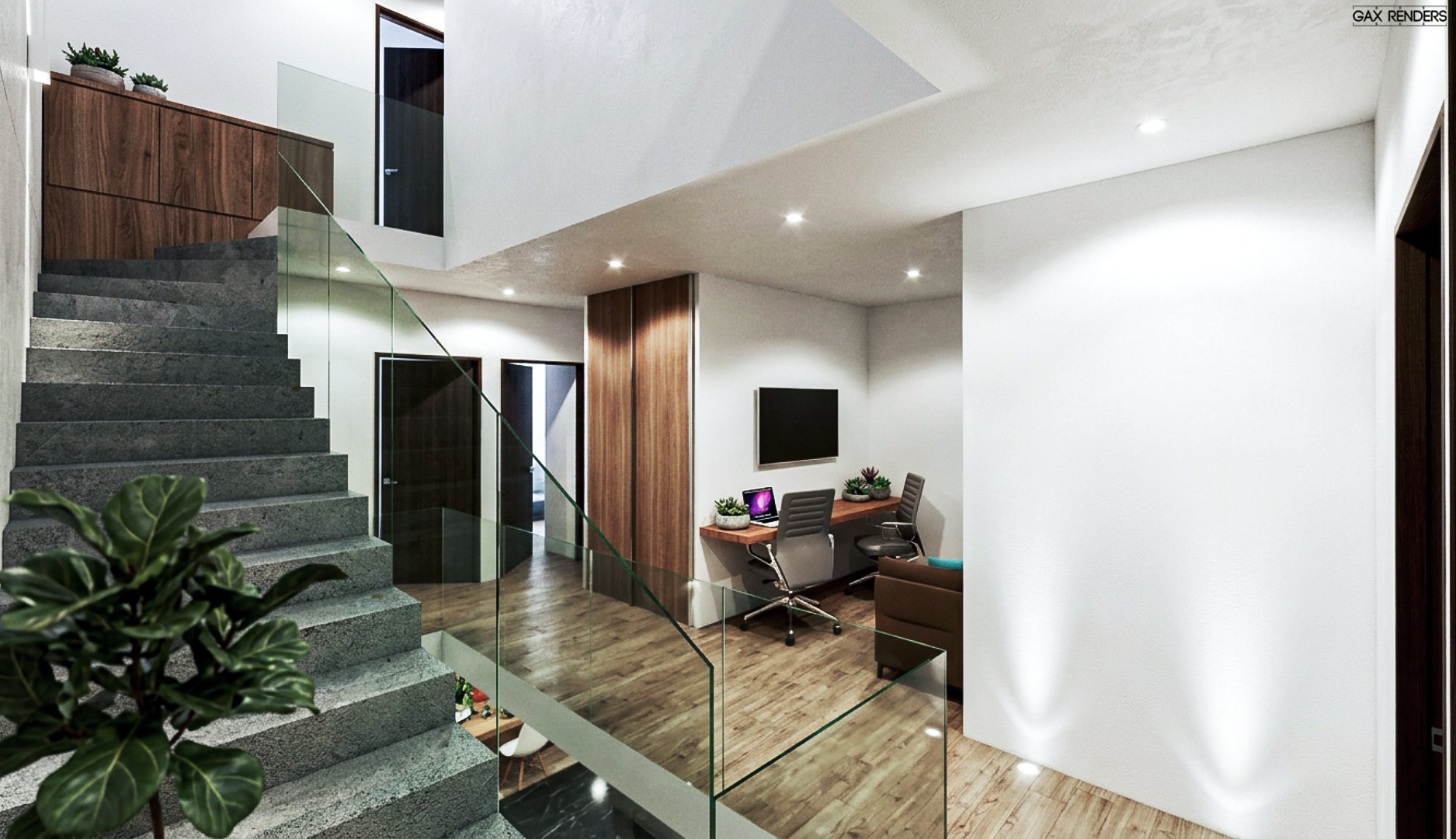 Estudio y escalera